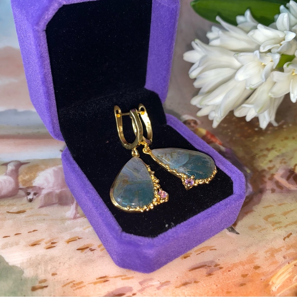 Genuine Moss Agate Earrings